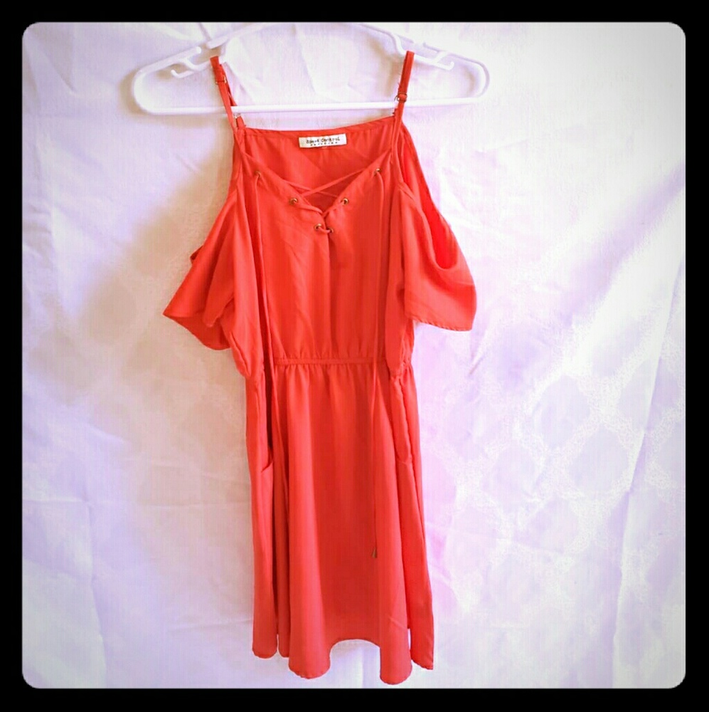 Orange Off Shoulder Dress /w Straps